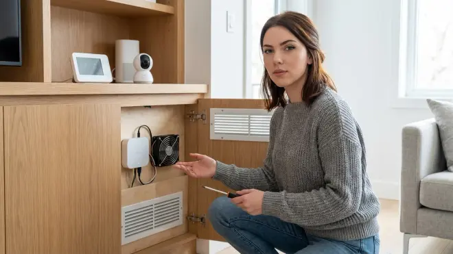 How do I maintain proper ventilation for a concealed smart home hub?