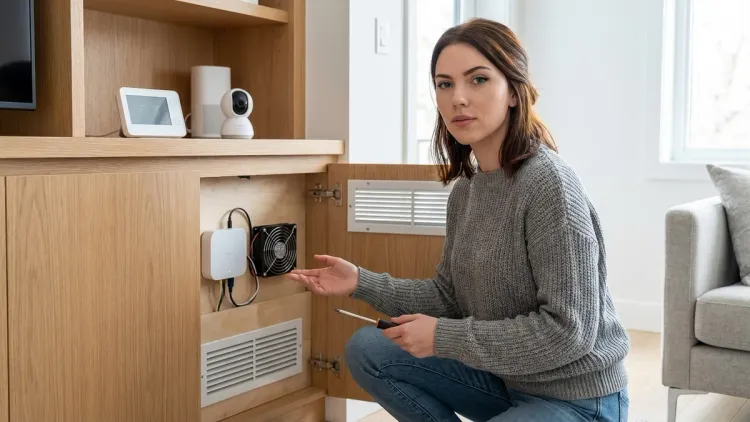 How do I maintain proper ventilation for a concealed smart home hub?