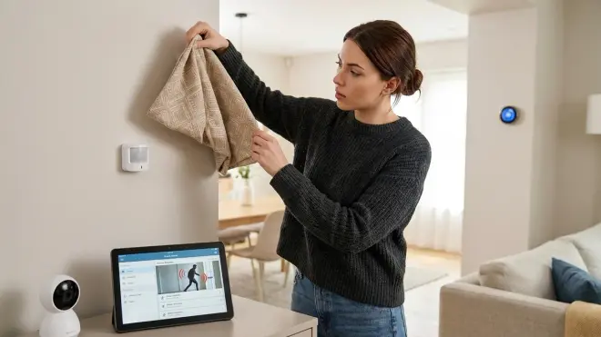 Will hiding motion sensors behind decorative fabric affect their ability to detect movement?