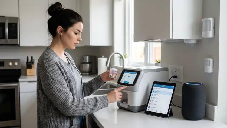 What smart home devices help with medication management for elderly people?