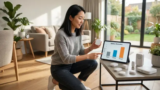 Which protocol has the longest battery life for wireless sensors?